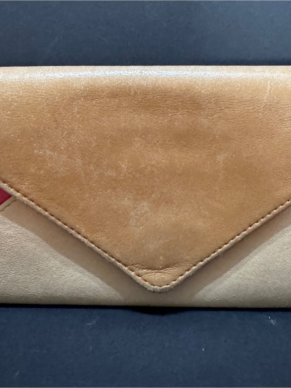 Chloe Two-Tone Suede Envelope Clutch in Tan and Cream